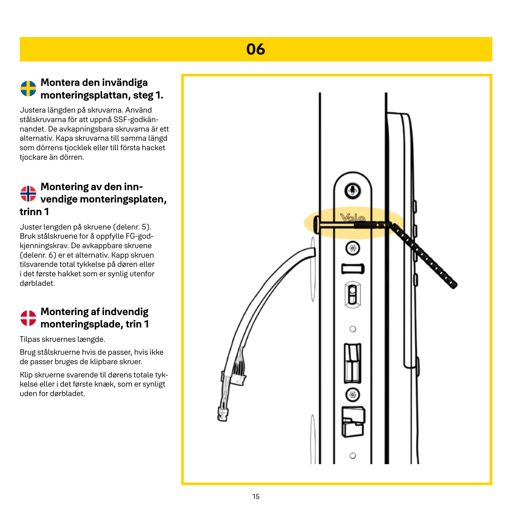 Attach the mounting plate – original drawing from Yale